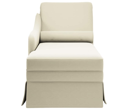 vidaXL zvilnis ar balstu un labo roku balstu, krēmkrāsas samts