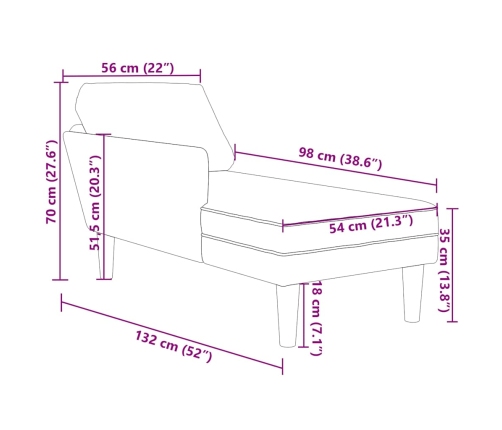 vidaXL zvilnis ar spilveniem un labo roku balstu, zils samts