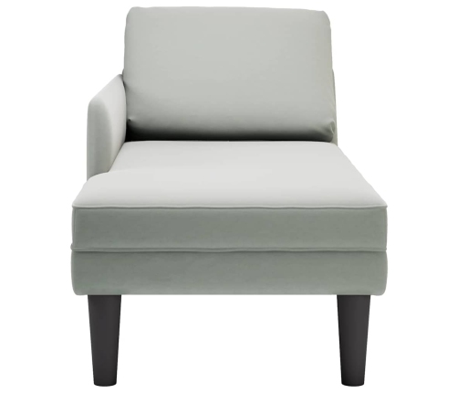 vidaXL zvilnis ar spilveniem un labo roku balstu, gaiši pelēks samts