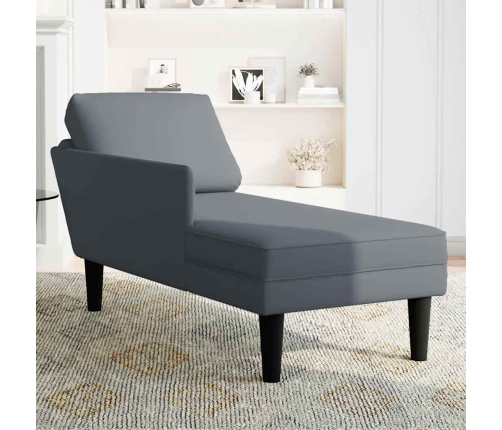 vidaXL zvilnis ar spilveniem un labo roku balstu tumši pelēks samts