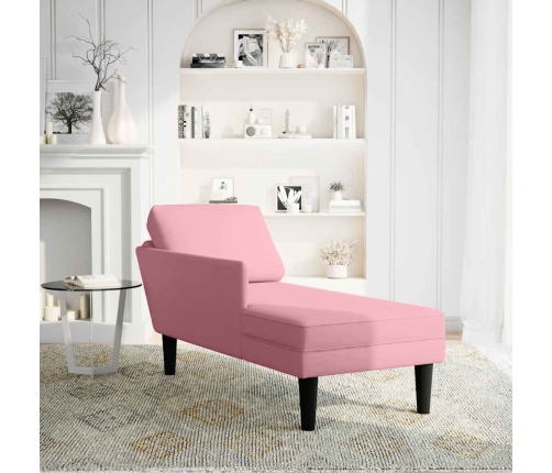 vidaXL zvilnis ar spilveniem un labo roku balstu, rozā samts