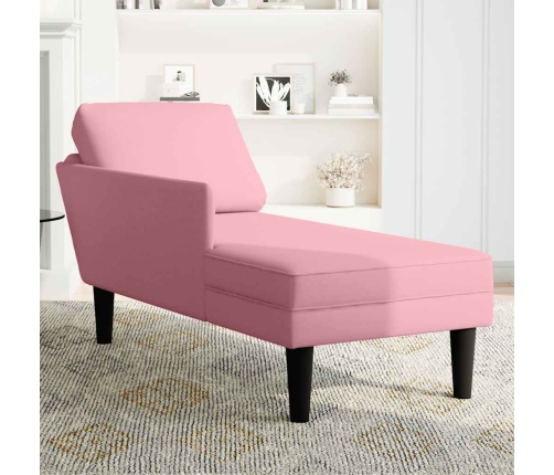 vidaXL zvilnis ar spilveniem un labo roku balstu, rozā samts