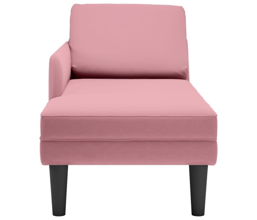 vidaXL zvilnis ar spilveniem un labo roku balstu, rozā samts