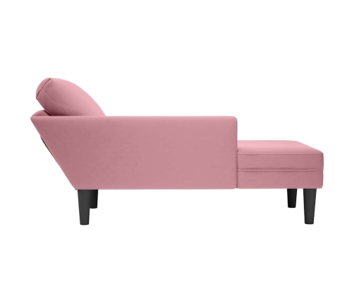 vidaXL zvilnis ar spilveniem un labo roku balstu, rozā samts