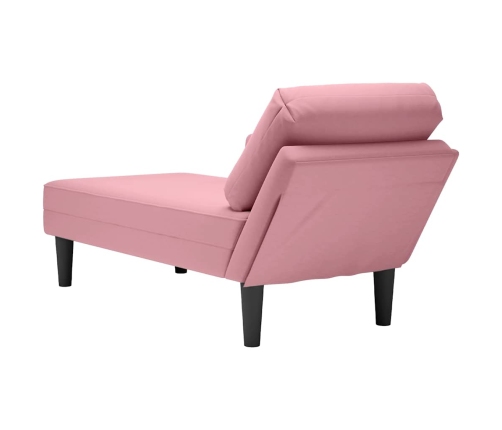 vidaXL zvilnis ar spilveniem un labo roku balstu, rozā samts