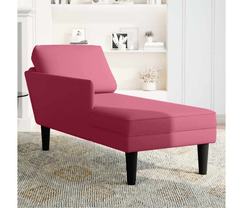 vidaXL zvilnis ar spilveniem un labo roku balstu, vīnsarkans samts