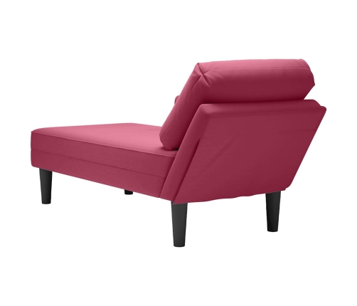 vidaXL zvilnis ar spilveniem un labo roku balstu, vīnsarkans samts