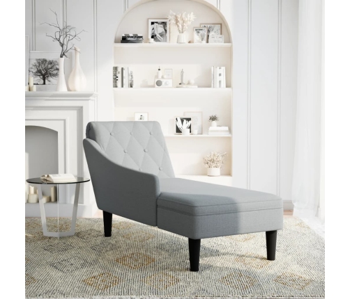 vidaXL zvilnis ar spilveniem un labo roku balstu gaiši pelēks audums