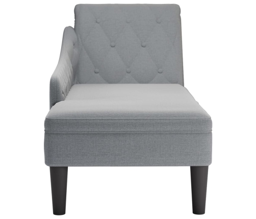 vidaXL zvilnis ar spilveniem un labo roku balstu gaiši pelēks audums