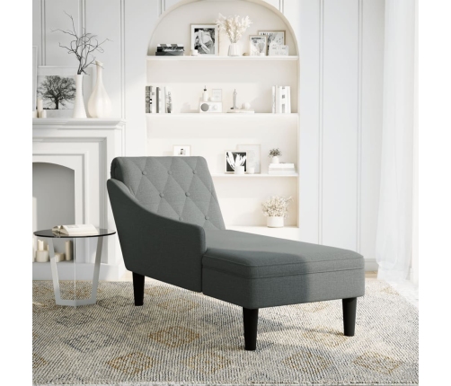 vidaXL zvilnis ar spilveniem un labo roku balstu tumši pelēks audums