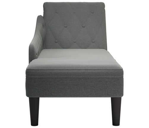 vidaXL zvilnis ar spilveniem un labo roku balstu tumši pelēks audums