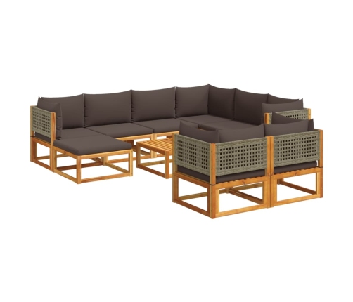 10-Daļīgs Dārza Atpūtas Mēbeļu Komplekts Ar Matračiem, Akācija Vidaxl