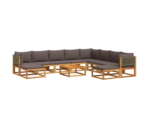 vidaXL 11-daļīgs dārza dīvānu komplekts ar matračiem, akācija