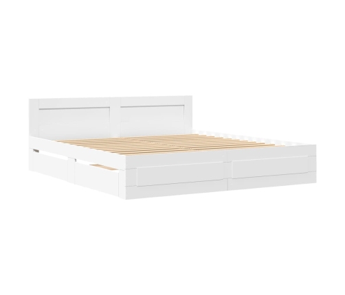 vidaXL gultas rāmis ar galvgali bez matrača, balts, 200x200 cm