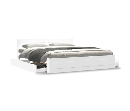 vidaXL gultas rāmis ar galvgali bez matrača, balts, 200x200 cm