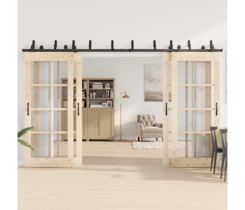 vidaXL bīdāmo durvju sistēma, 183 cm, melns tērauds