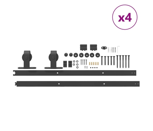 vidaXL bīdāmo durvju sistēma, 183 cm, melns tērauds