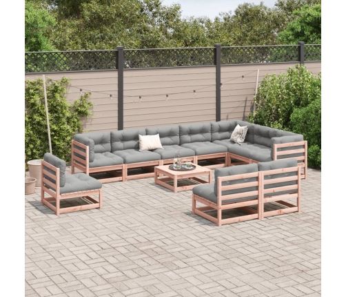 vidaXL 11-daļīgs dārza dīvānu komplekts, egles masīvkoks