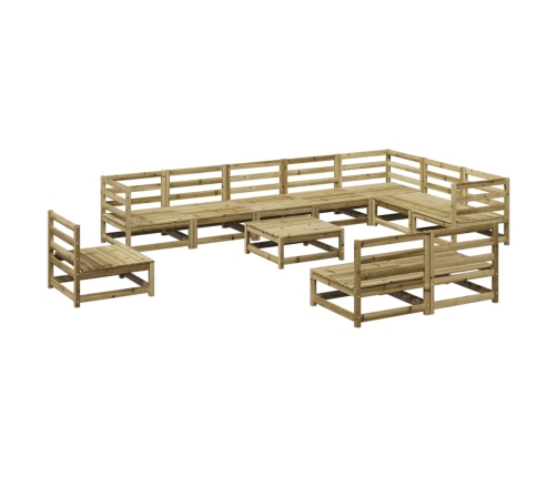 vidaXL 11-daļīgs dārza dīvānu komplekts, impregnēts priedes koks