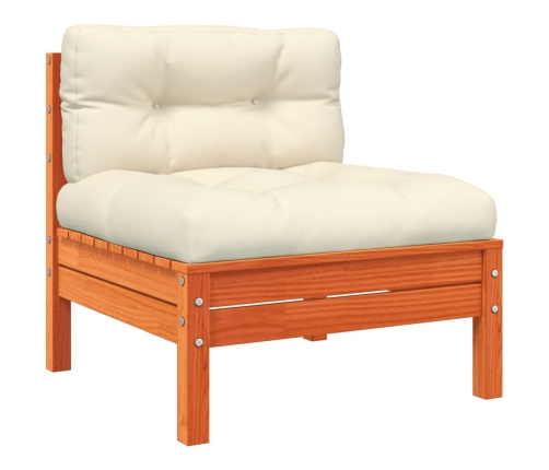 vidaXL 10-daļīgs dārza dīvānu komplekts, matrači, brūns priedes koks