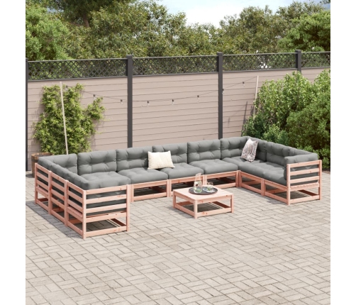 vidaXL 11-daļīgs dārza dīvānu komplekts, egles masīvkoks
