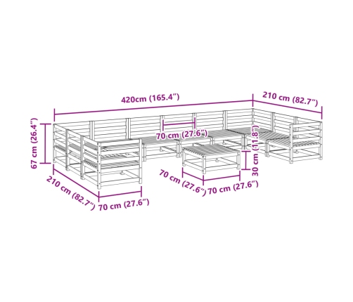 vidaXL 11-daļīgs dārza dīvānu komplekts, impregnēts priedes koks