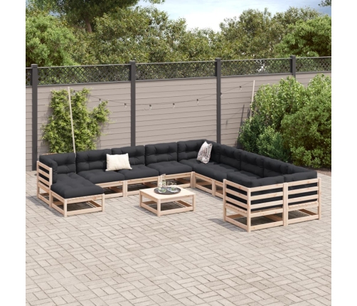 vidaXL 12-daļīgs dārza dīvānu komplekts, priedes koks