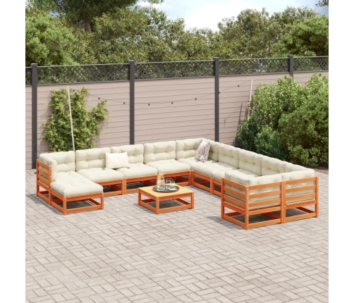 vidaXL 12-daļīgs dārza dīvānu komplekts vaska brūnas priedes masīvkoks