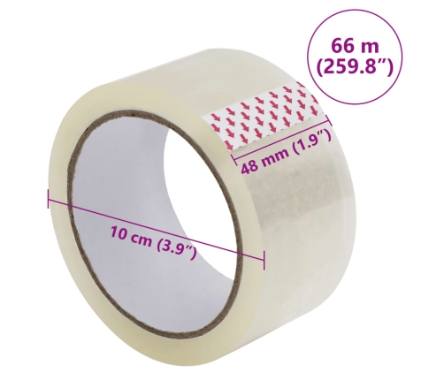 vidaXL iepakošanas līmlentes, 72 gab., caurspīdīgas, 48 mm x 66 m
