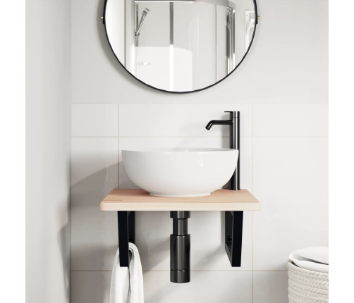 vidaXL izlietnes plaukts, stiprināms pie sienas, tērauds, ozola koks