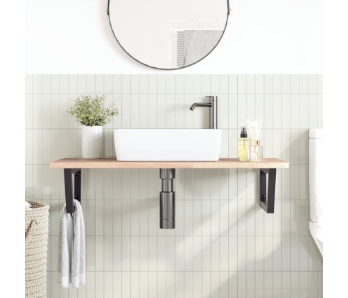 vidaXL izlietnes plaukts, stiprināms pie sienas, tērauds, ozola koks