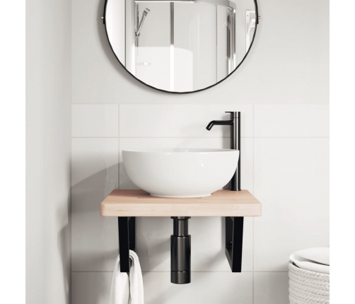 vidaXL izlietnes plaukts, stiprināms pie sienas, tērauds, ozola koks