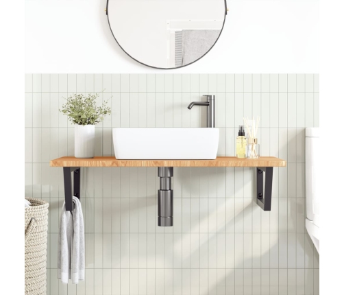 vidaXL izlietnes plaukts, stiprināms pie sienas, tērauds, ozola koks