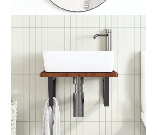 vidaXL izlietnes plaukts, stiprināms pie sienas, tērauds, ozola koks