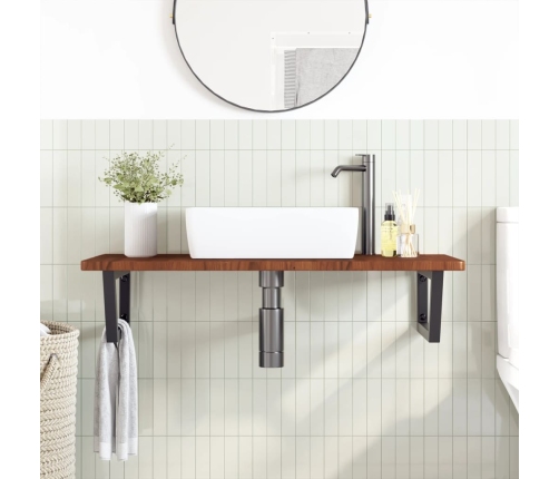 vidaXL izlietnes plaukts, stiprināms pie sienas, tērauds, ozola koks