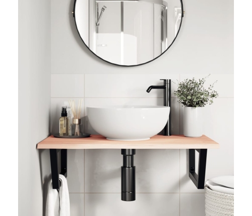 vidaXL izlietnes plaukts, stiprināms pie sienas, tērauds, ozola koks