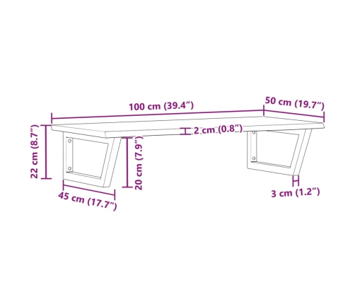 vidaXL izlietnes plaukts, stiprināms pie sienas, tērauds, ozola koks