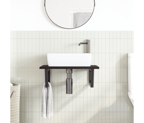 vidaXL izlietnes plaukts, stiprināms pie sienas, tērauds, ozola koks