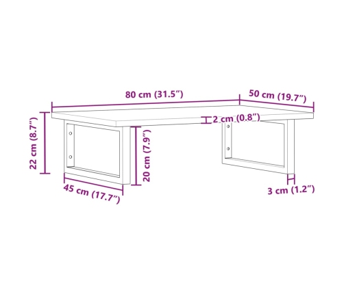 vidaXL izlietnes plaukts, stiprināms pie sienas, tērauds, akācija