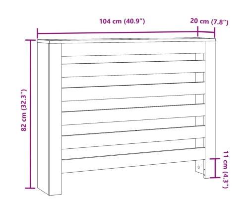 vidaXL radiatora pārsegs, ozolkoka, 104x20x82 cm, inženierijas koks