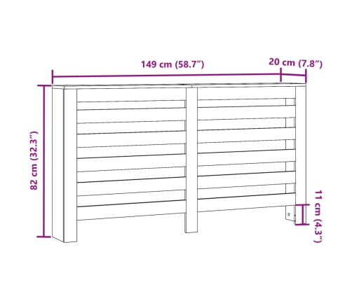 vidaXL radiatora pārsegs, brūna ozola, 149x20x82 cm, inženierijas koks