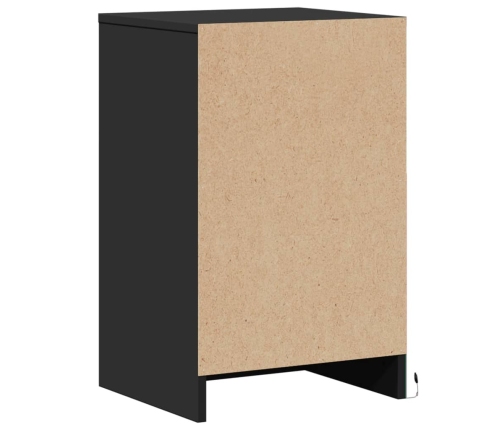 vidaXL naktsskapītis ar LED apgaismojumu, melns, inženierijas koks