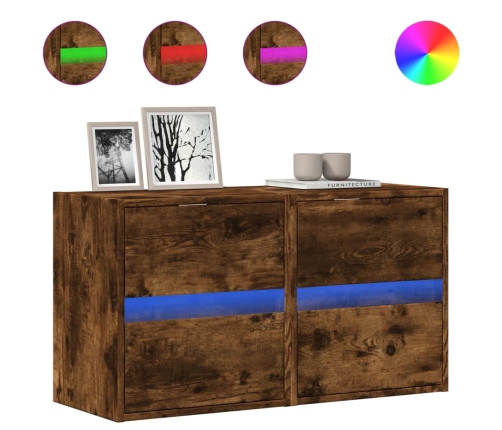 vidaXL TV plaukti ar LED lampiņām, 2 gab., ozolkoka krāsa, 41x31x45 cm