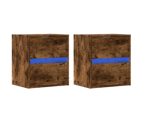 vidaXL TV plaukti ar LED lampiņām, 2 gab., ozolkoka krāsa, 41x31x45 cm