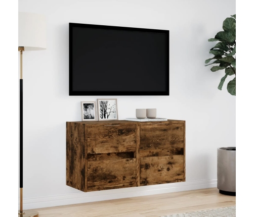 vidaXL TV plaukti ar LED lampiņām, 2 gab., ozolkoka krāsa, 41x31x45 cm