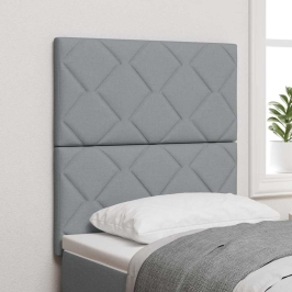 Vidaxl Led Gultas Galvas Atzveltnes Dimanta Bloku Dizains Gaiši Pelēks 80 Cm Audums