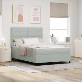 Gultas Rāmja Gulta Ar Matraci Gaiši Pelēks 140X200 Cm Velūrs Vidaxl