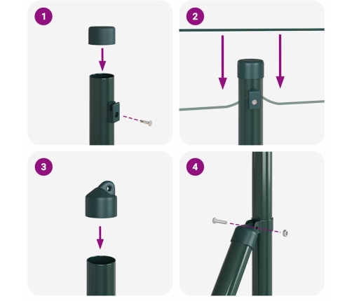 Žoga Stabu Komplekts Sudraba 25 X 0.6 M Cinkots Tērauds & Pvc Vidaxl