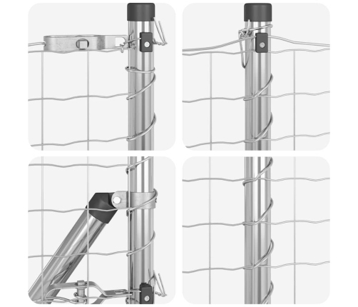 Žogs Ar Stabiem Pelēka 0.4 X 25 M Pulverkrāsota Cinkota Tērauds Vidaxl