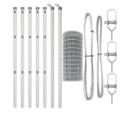 Žogs Ar Stabiem Pelēka 0.4 X 25 M Pulverkrāsota Cinkota Tērauds Vidaxl